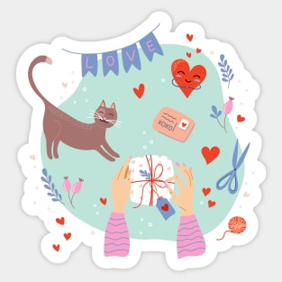 Cute February 14 composition Sticker